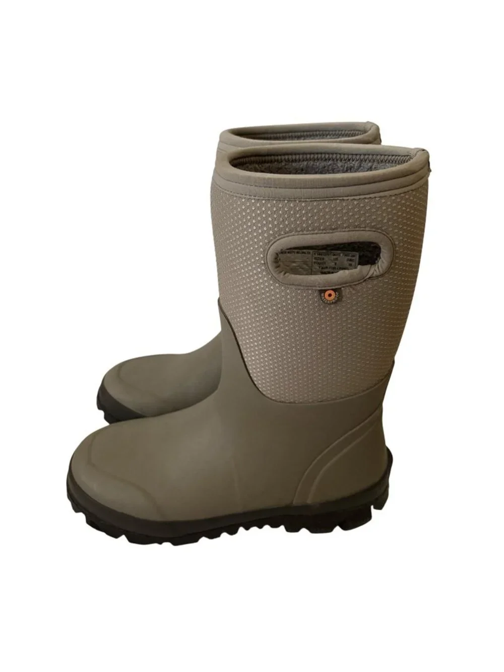 Bogs Big Kids Youth Size 6 Taupe Lined Waterproof Whiteout Dots Winter Boots